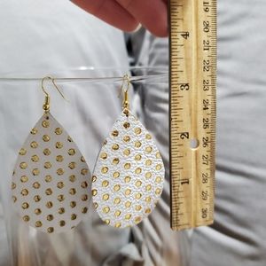 Pair of leather polka-dot earrings